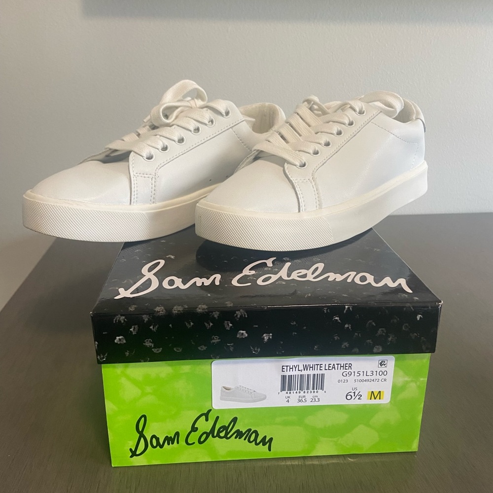 Sam Edelman Ethyl, White Leather 6.5 M
